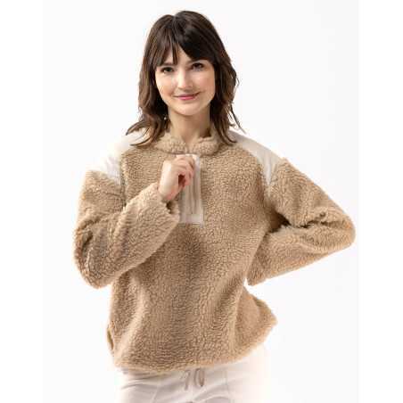 Sweat en moumoute beige ANGORA 630 beige  | Lingerie le Chat