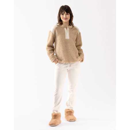 Plush fleece sweatshirt ANGORA 630 beige | Lingerie le Chat