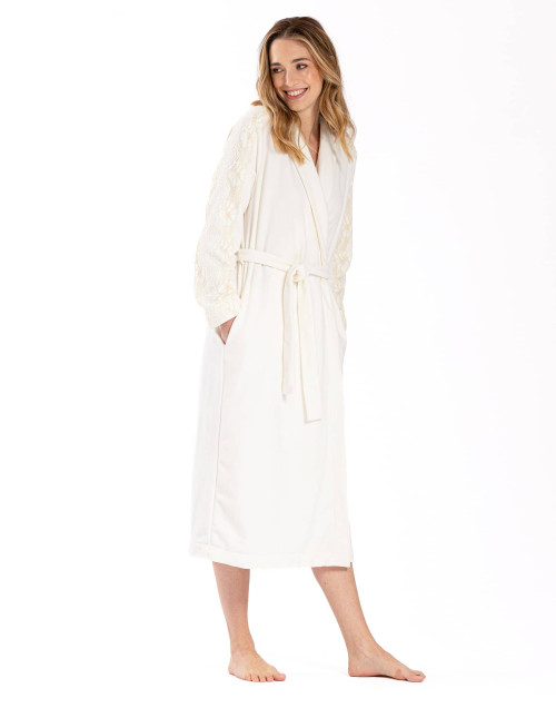 Plush and chenille dressing gown RITZ 660 ecru