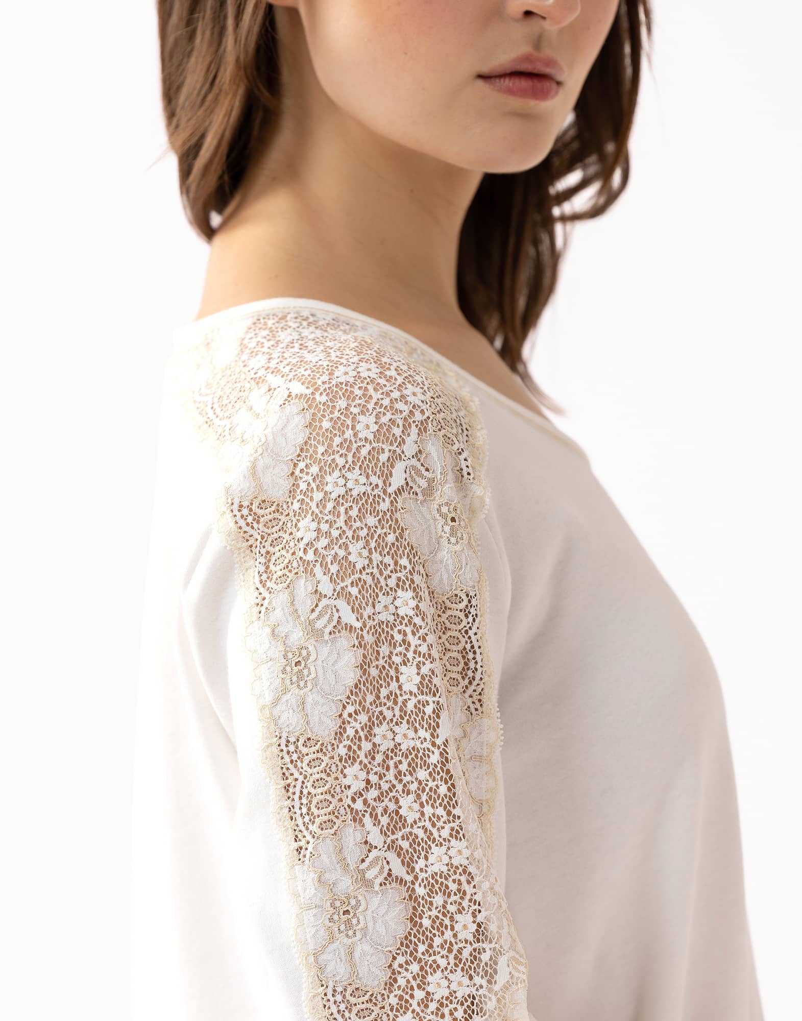 Chemise de nuit 100% coton et finitions dentelle RITZ 601 écru