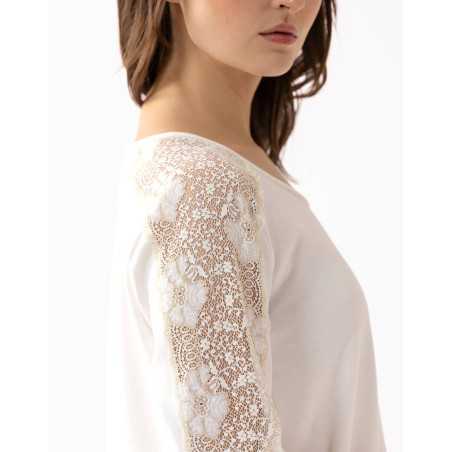 Chemise de nuit 100% coton et finitions dentelle RITZ 601 écru