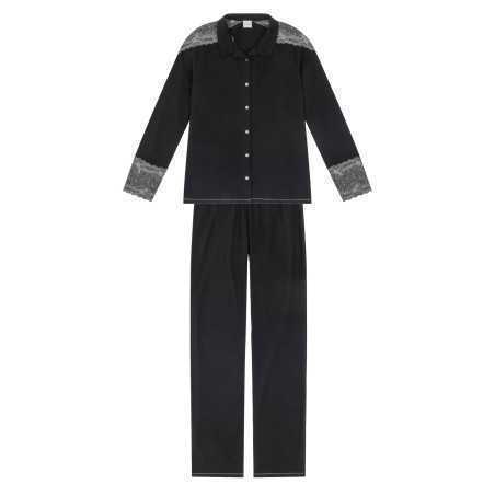 Buttoned pyjamas RITZ 606 100% cotton black | Lingerie le Chat