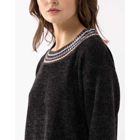 Knitted sweatshirt with lurex highlights ICONIC 630 black