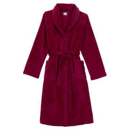 Plush flannel bathrobe ESSENTIEL 651 peony | Lingerie le Chat