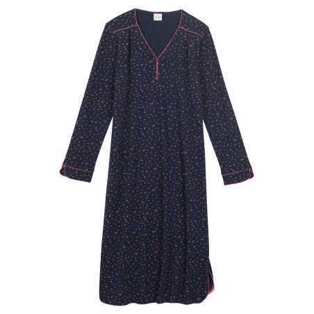 100% cotton interlock long nightdress HOLLY 611 navy blue