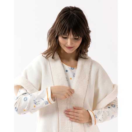 Plush and chenille cardigan HYGGE 670 ecru | Lingerie le Chat