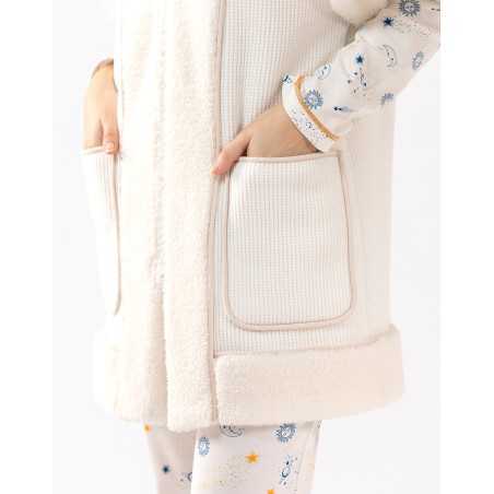 Gilet en peluche et chenille HYGGE 670 écru | Lingerie le Chat