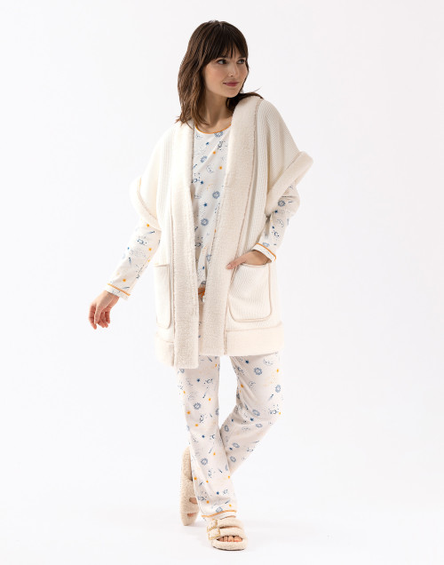 Plush and chenille cardigan HYGGE 670 ecru