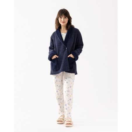 Plush and chenille jacket HYGGE 671 navy