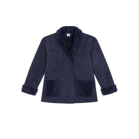 Plush and chenille jacket HYGGE 671 navy