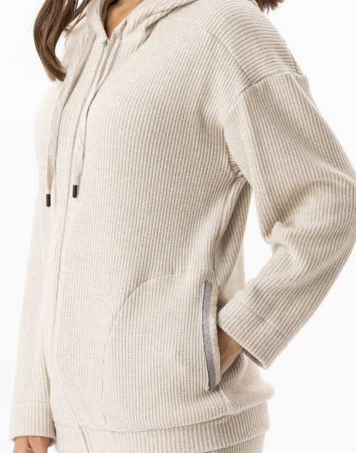 Veste sweat zippée en maille tricot lurex FRILEUSE 670 beige