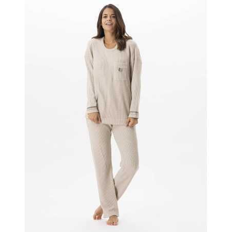 Pyjama en maille tricot lurex FRILEUSE 602 beige  | Lingerie le Chat