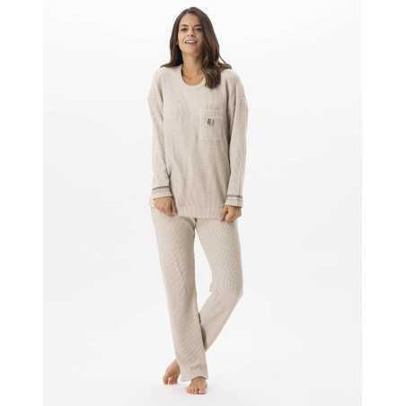 Pyjamas in lurex knit fabric FRILEUSE 602 beige | Lingerie le Chat