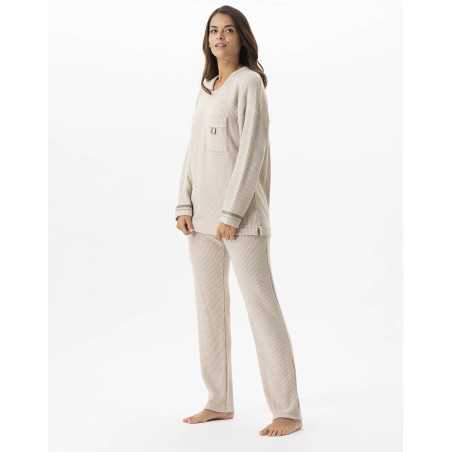 Pyjama en maille tricot lurex FRILEUSE 602 beige  | Lingerie le Chat