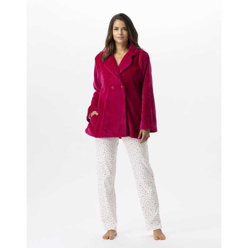 Plush flannel jacket ESSENTIEL 677 peony | Lingerie le Chat