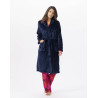 Plush flannel bathrobe ESSENTIEL 651 navy blue