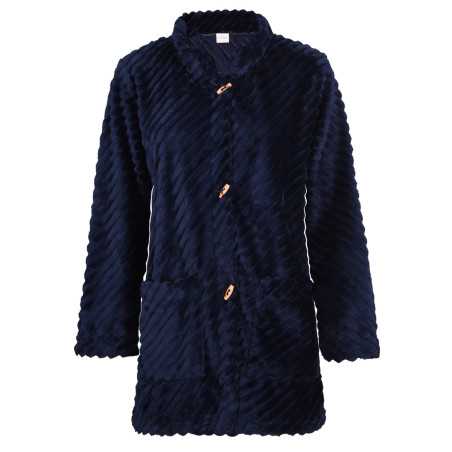 Fur draped loungewear jacket ESSENTIEL H75A navy blue | Lingerie le Chat