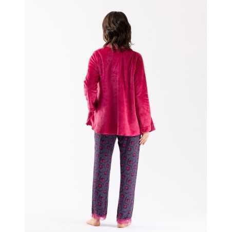 Fur draped loungewear jacket in  ESSENTIEL H73A peony  | Lingerie le Chat