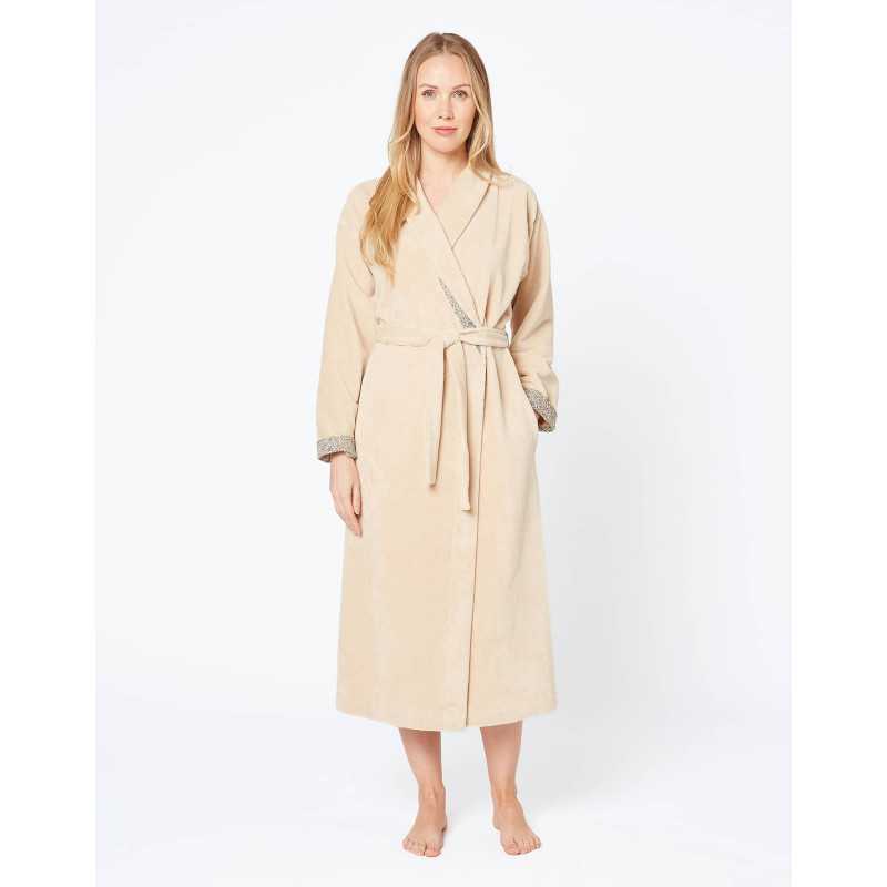 Bathrobe in plush bamboo fabric ESSENTIEL H66A nougat | Lingerie le Chat