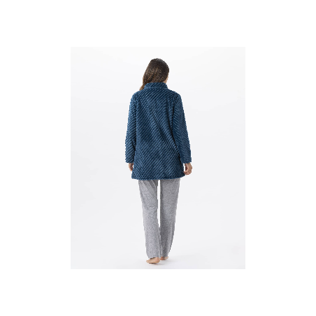 Fur draped loungewear jacket ESSENTIEL H75A peacock blue