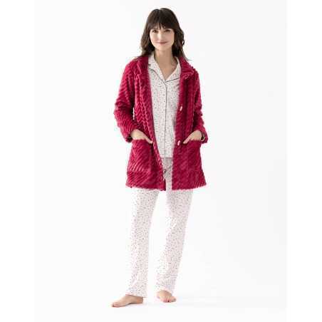 Fur draped loungewear jacket ESSENTIEL H75A peony | Lingerie le Chat