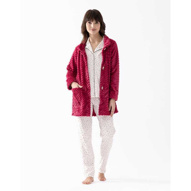 Fur draped loungewear jacket ESSENTIEL H75A peony | Lingerie le Chat