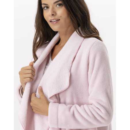 Fur draped loungewear jacket in  ESSENTIEL H73A rosewood  | Lingerie le Chat