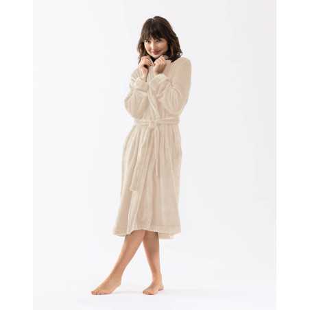 Plush flannel twill bathrobe ESSENTIEL 661 in shell | Lingerie le Chat