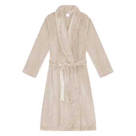 Plush flannel twill bathrobe ESSENTIEL 661 in shell | Lingerie le Chat