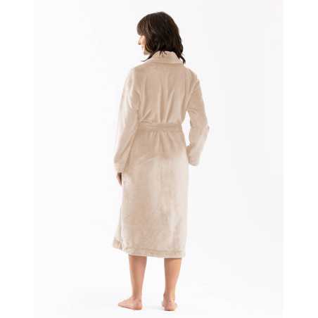 Plush flannel twill bathrobe ESSENTIEL 661 in shell | Lingerie le Chat