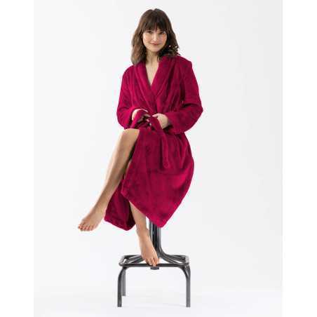 Plush flannel twill bathrobe ESSENTIEL 661 in peony | Lingerie le Chat