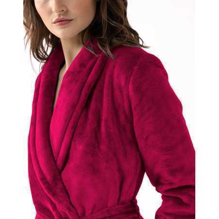 Plush flannel twill bathrobe ESSENTIEL 661 in peony | Lingerie le Chat