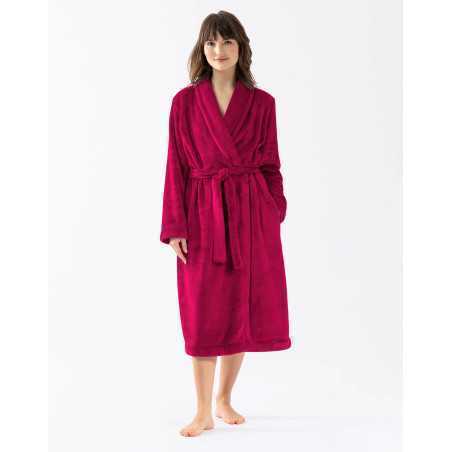 Plush flannel twill bathrobe ESSENTIEL 661 in peony | Lingerie le Chat