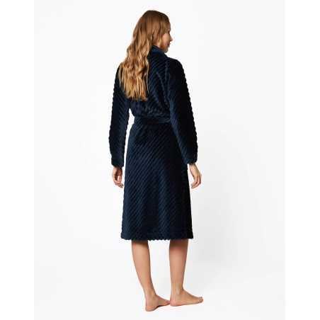 Navy blue ESSENTIEL H64A bathrobe | Lingerie le Chat