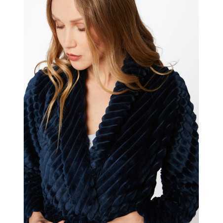 Navy blue ESSENTIEL H64A bathrobe | Lingerie le Chat