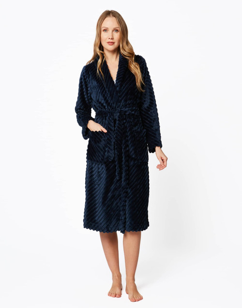 Navy blue ESSENTIEL H64A bathrobe | Lingerie le Chat