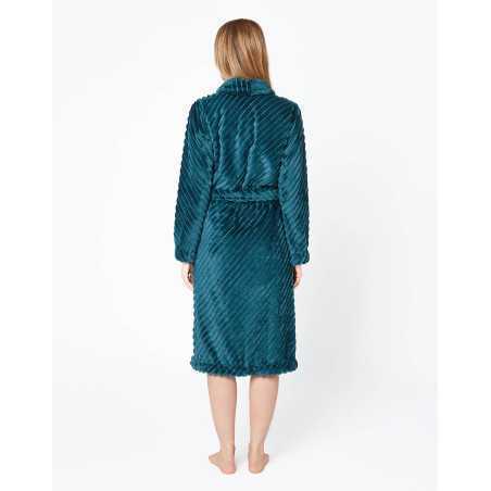 Peacock blue ESSENTIEL H64A bathrobe | Lingerie le Chat