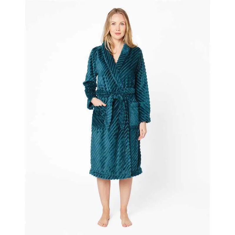 Peacock blue ESSENTIEL H64A bathrobe | Lingerie le Chat