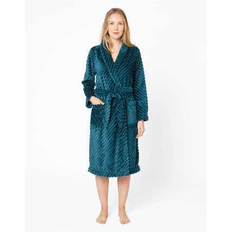 Peacock blue ESSENTIEL H64A bathrobe | Lingerie le Chat