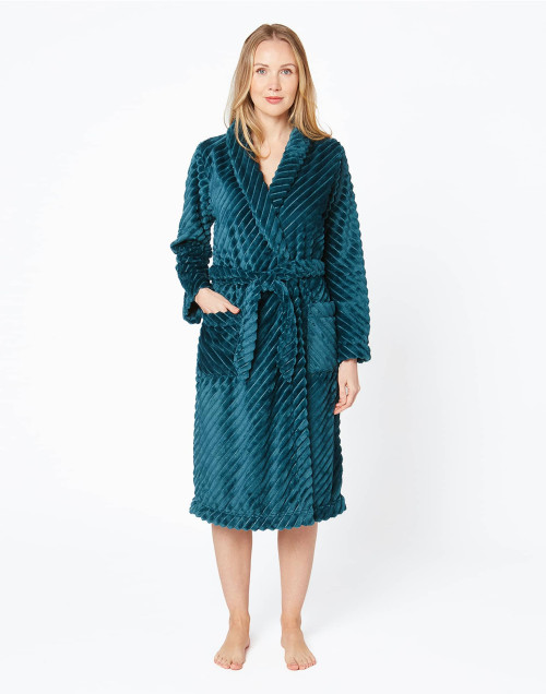 Peacock blue ESSENTIEL H64A bathrobe | Lingerie le Chat