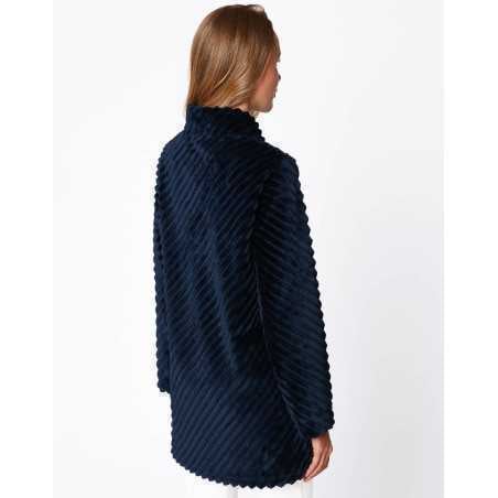 Fur draped loungewear jacket ESSENTIEL H75A navy blue | Lingerie le Chat