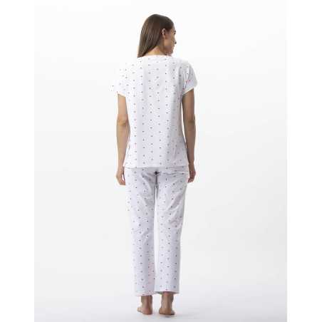 Cotton elastane pyjamas AMORE 702 white | Lingerie le Chat