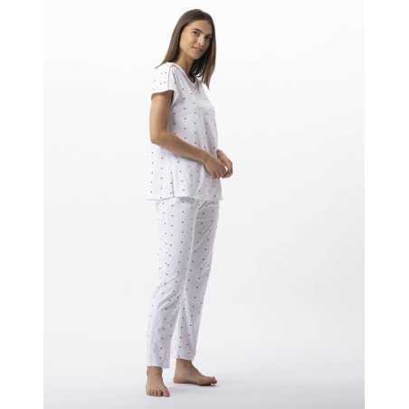 Cotton elastane pyjamas AMORE 702 white | Lingerie le Chat