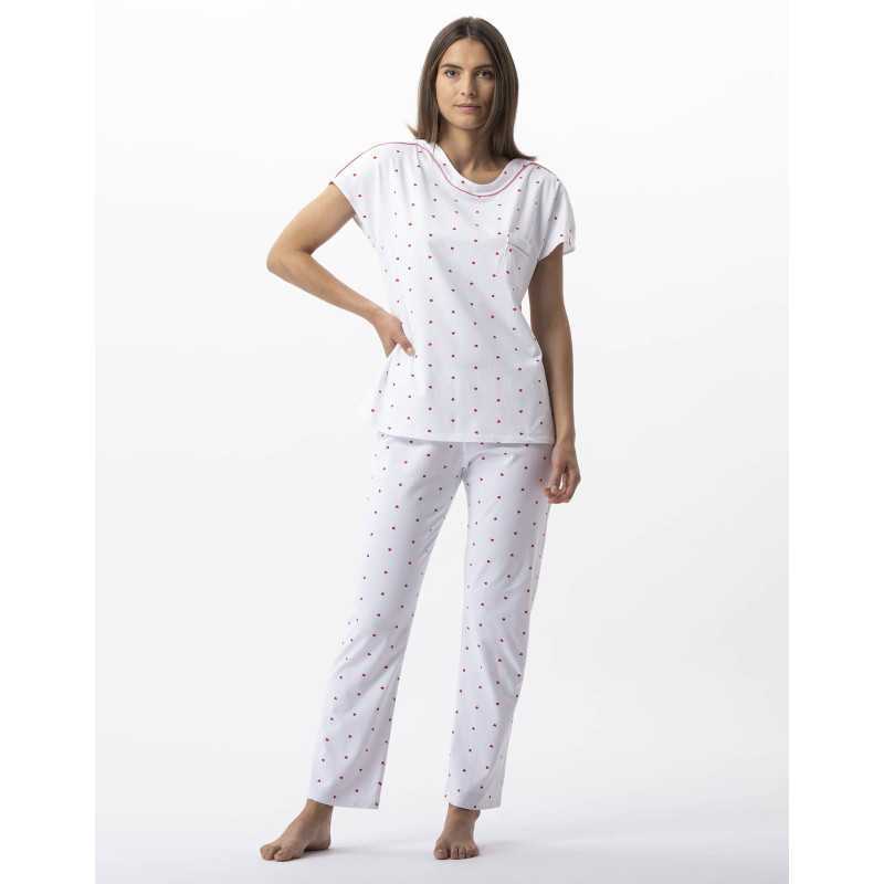 Pyjama en coton élasthanne AMORE 702 blanc  | Lingerie le Chat