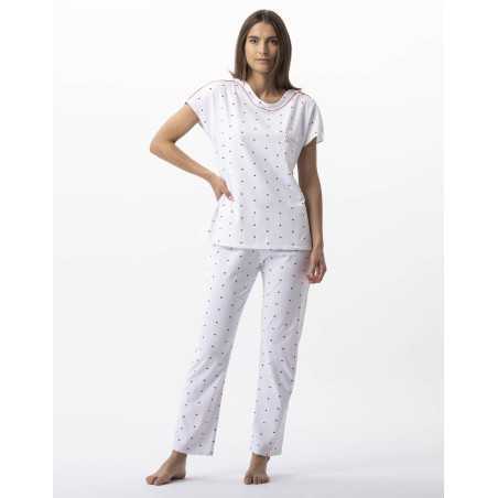 Pyjama en coton élasthanne AMORE 702 blanc  | Lingerie le Chat