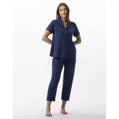 Jersey button-down pyjama shorts AMORE 706 navy | Lingerie le Chat