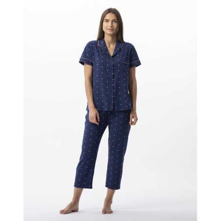 Jersey button-down pyjama shorts AMORE 706 navy | Lingerie le Chat