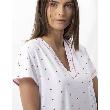 Long jersey nightshirt AMORE 711 white | Lingerie le Chat