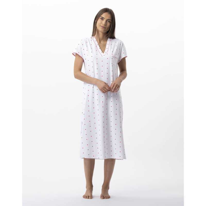 Long jersey nightshirt AMORE 711 white | Lingerie le Chat