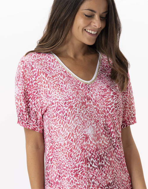 Chemise de nuit imprimée en viscose élasthanne VICTORIA 701 fraise